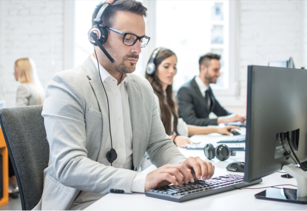 Talking on headset